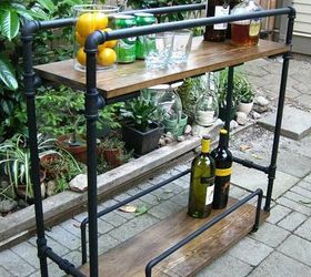 diy pipe bar cart, painted furniture, repurposing upcycling