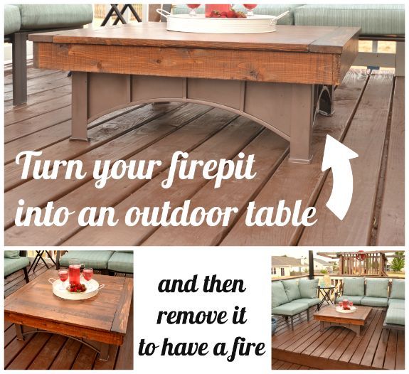 fire pit table top, Convert your square fit pit into an outdoor table with a removable top See the details here
