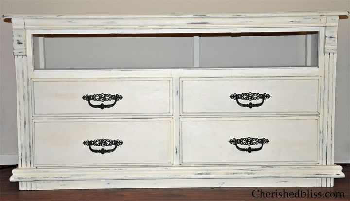 dresser turned tv stand, painted furniture, repurposing upcycling, I removed the drawers and turned it into a shelf
