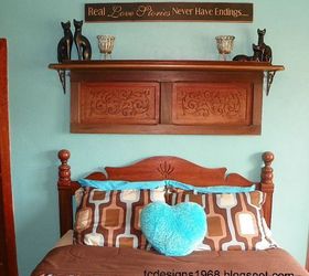 old piano remnants made into an art piece above the bed, repurposing upcycling, shelving ideas, I love my New shelf