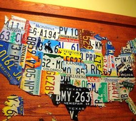 diy license plate map of usa, crafts, Looking pretty on the wall