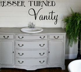 dresser turned vanity, painted furniture, antique dresser turned vanity