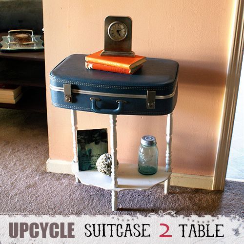 repurposed suitcase table, repurposing upcycling, Repurposed suitcase to table