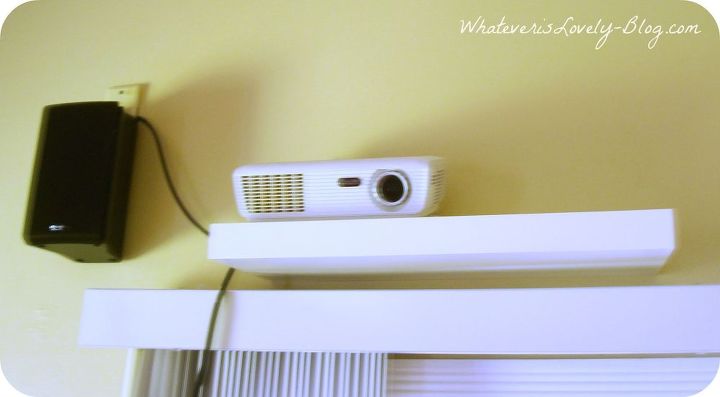 diy home theater, home decor, Projector mounted on a shelf