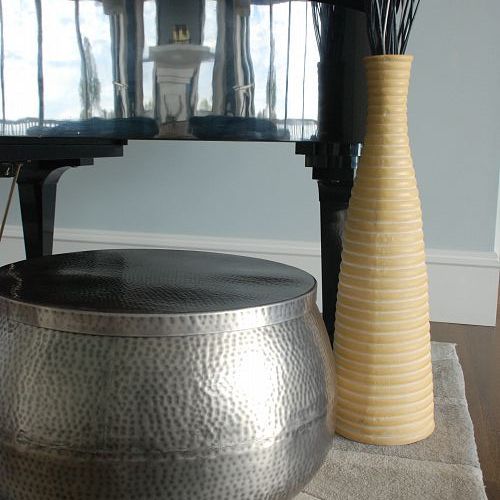 hammered drum table, painted furniture