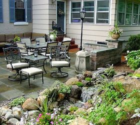 stone amp brick patio repair led lighting waterfalls fountain and landscaping in, fire pit, patio, ponds water features, Brighton NY New Outdoor Living Room With Patio and Pondless Waterfall and Stream in Brighton NY by Acorn Landscaping Certified Aquascape Contractor of Rochester NY