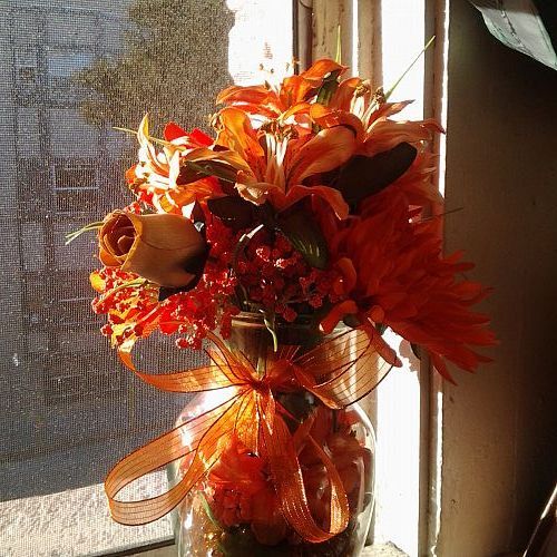 artificial flower arrangement, crafts, flowers