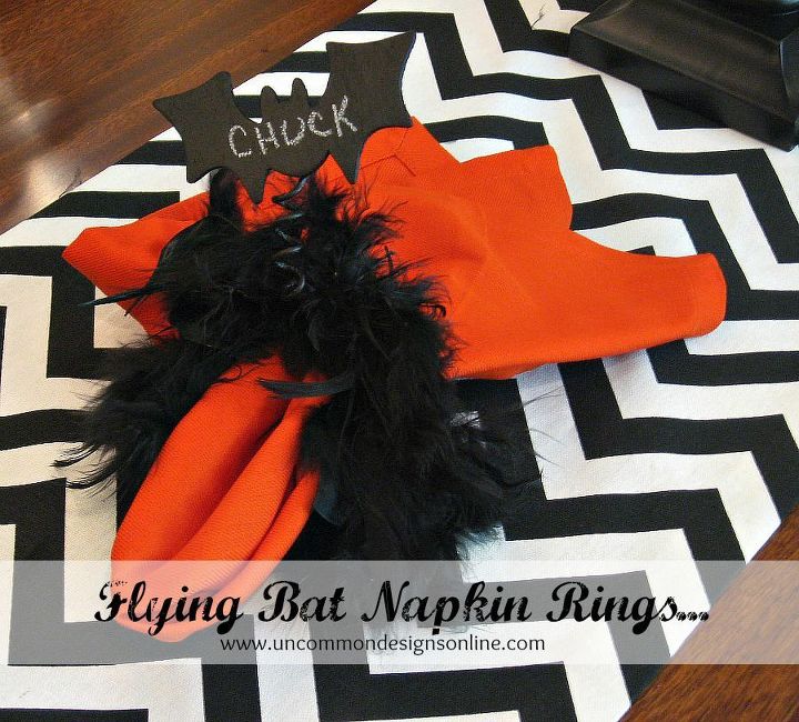 flying bat napkin rings, crafts, halloween decorations, seasonal holiday decor