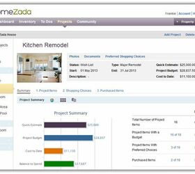 screens of home improvement projects, financial summary of a projects