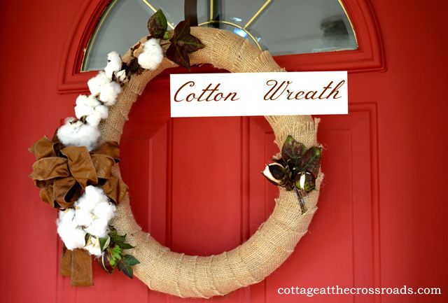 a cotton wreath that celebrates my southern heritage, crafts, wreaths, Cotton and Burlap Fall Wreath