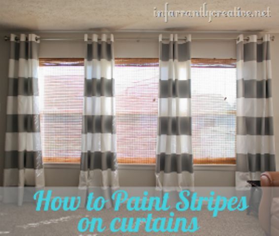 how to paint stripes on curtains, painting, reupholster, window treatments