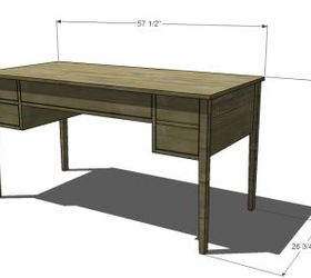 free diy furniture plans to build a ballard designs inspired bouclier desk, painted furniture, woodworking projects, Dimensions