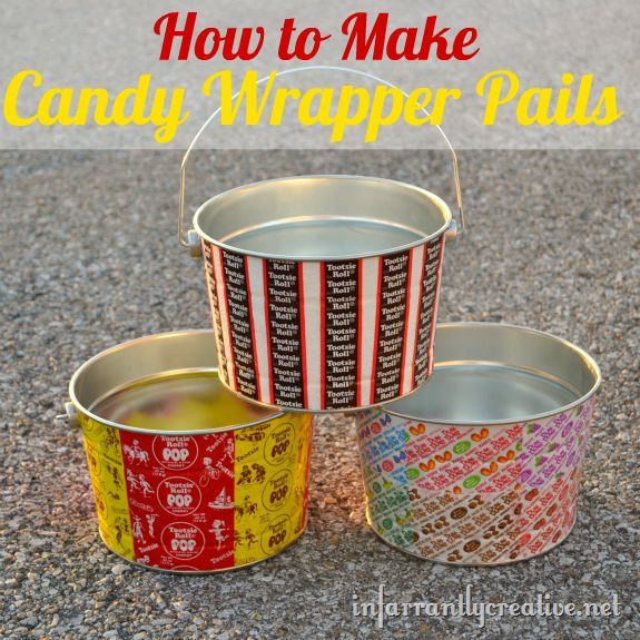 candy wrapper pails, crafts