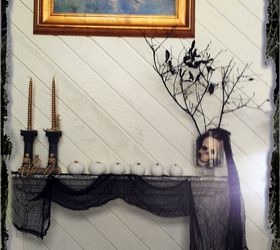 creat a spooktacular halloween mantlescape with no fireplace, crafts, fireplaces mantels, halloween decorations, seasonal holiday decor