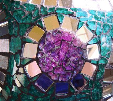 mosaic gazing ball, crafts, Close up detail