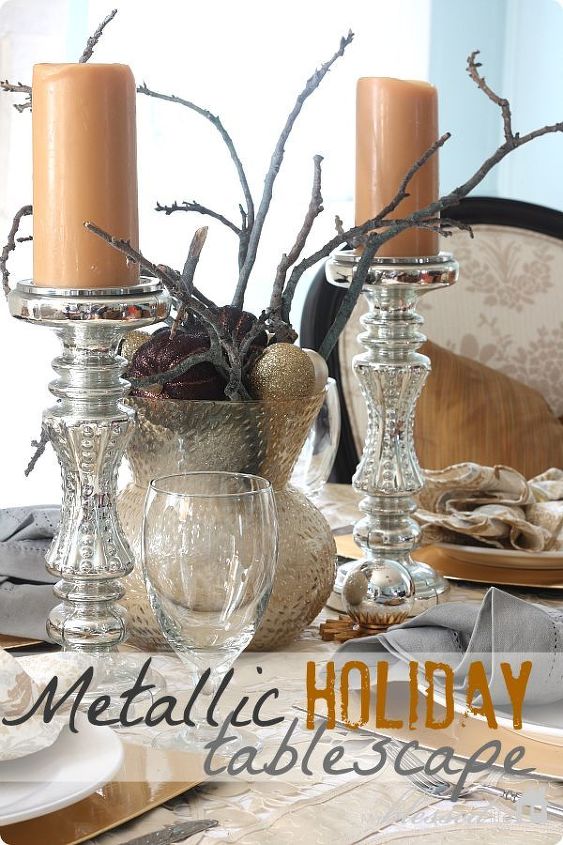 fabulous metallic holiday tablescape, home decor, living room ideas