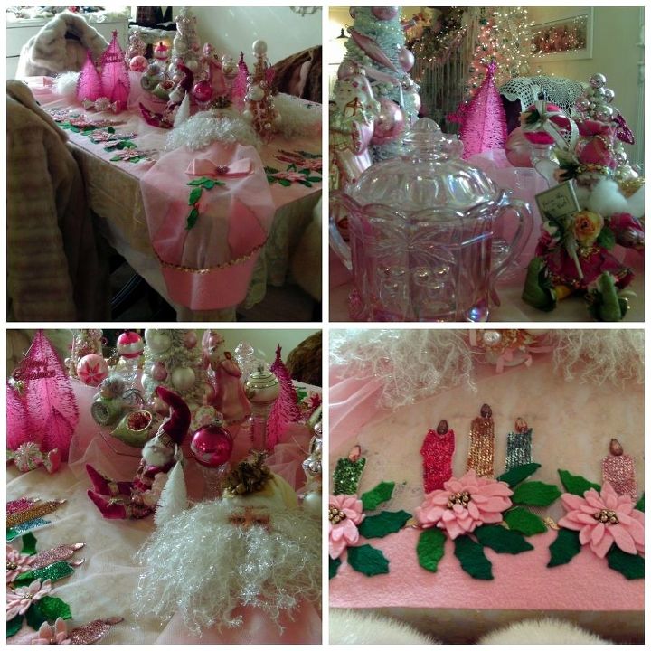 vintage pink poinsettia tablecloth, seasonal holiday d cor