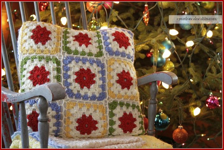 crochet granny square pillow, crafts