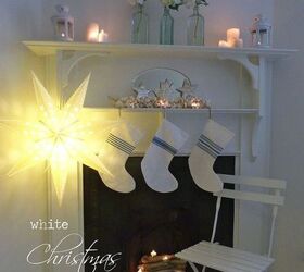 white coastal christmas mantel, christmas decorations, seasonal holiday decor, white coastal christmas mantel