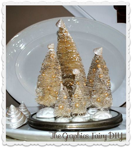 pearly white wire brush tree project, crafts, seasonal holiday decor, My creamy wire brush trees