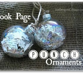 easy book page punch ornaments, crafts, seasonal holiday decor
