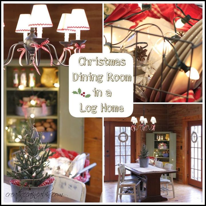 christmas dining room in a rustic log home, dining room ideas, seasonal holiday decor