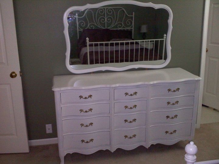 old dresser from hospice resell shop restored, painted furniture, Its new home