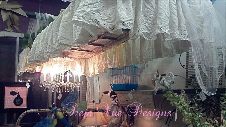 old french door made into a canopy with a chandelier hanging from it, doors, home decor, repurposing upcycling