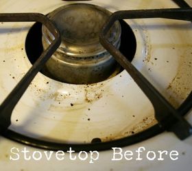 diy scrubbing cleanser, cleaning tips, Stove top before