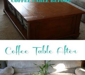 chalkboard coffee table redo from ho hum to fun and functional, chalk paint, chalkboard paint, painted furniture, Before and after comparison