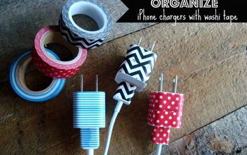 Organize drawer full of phone/device chargers with washi tape