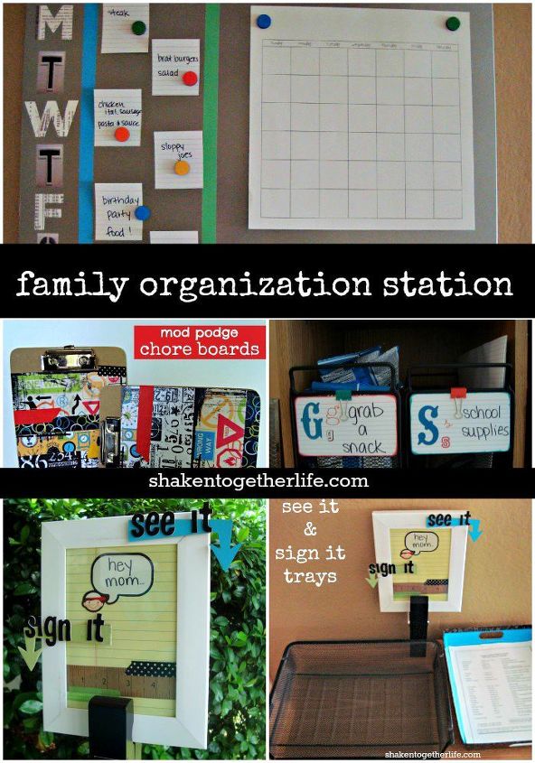 family organization station, organizing, storage ideas, Lots of great ideas for a family organization station