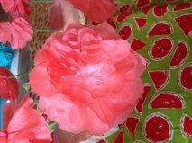 flores que fiz para um casamento de amigos, Flor de filtro de caf tingido de rosa