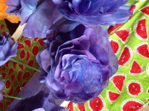flores que fiz para um casamento de amigos, Flor de filtro de caf tingido de roxo