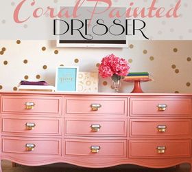 coral painted dresser, painted furniture