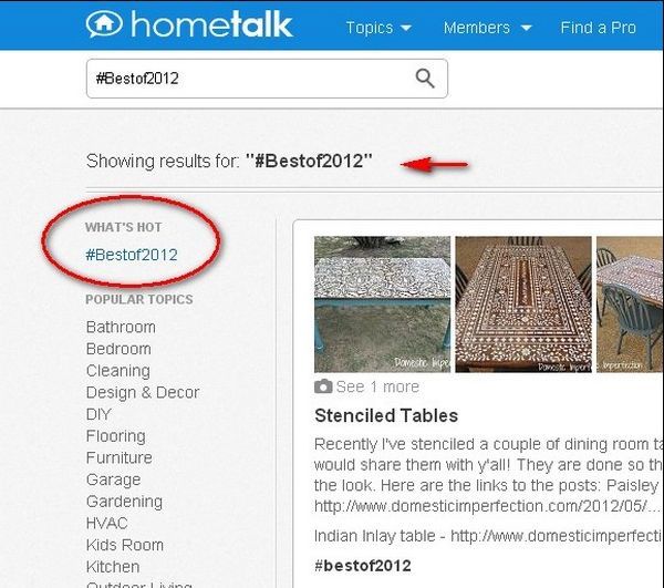 hometalk tips adding hashtags to your posts for more impact and easier, Another example of adding a hashtag to a post Bestof2012 was added and became popular See how it became What s Hot on Hometalk s main page Just click on the hashtag and you will see all of the posts associated with it