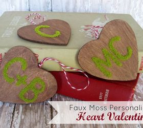 personalized faux moss heart ornament, crafts, seasonal holiday decor, valentines day ideas, Don t these look like something you would have carved into a tree as a teenager