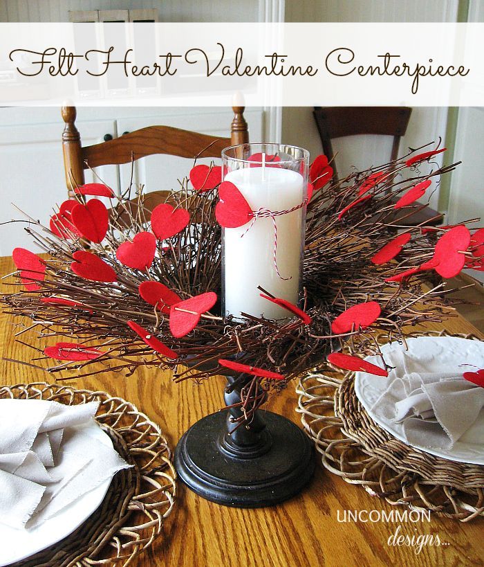 felt heart valentine centerpiece, home decor, seasonal holiday decor, valentines day ideas, wreaths, Simple and quick gotta love that combo Cute too