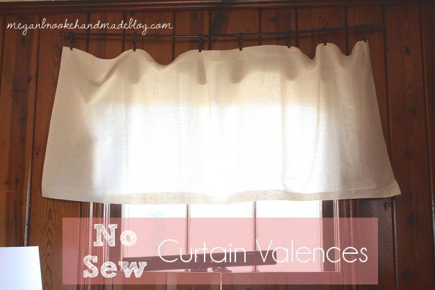 no sew curtain valences, crafts, window treatments, windows