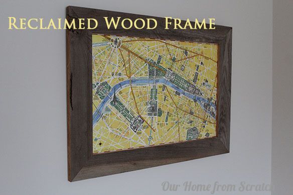 reclaimed wood frame with paris map, home decor