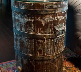 hand scraped barrel, home decor, living room ideas, painted furniture, repurposing upcycling