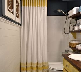 small bathroom makeover, bathroom ideas, home decor, small bathroom ideas, Shower curtain and bathtub