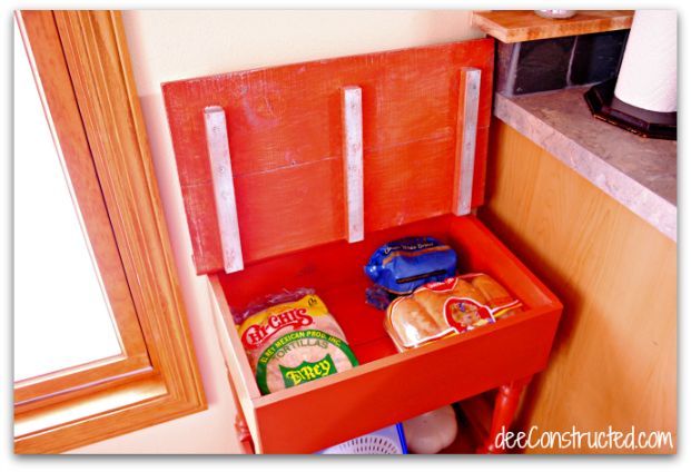 upcycled fruit amp veggie pantry, repurposing upcycling, Hidden bread box