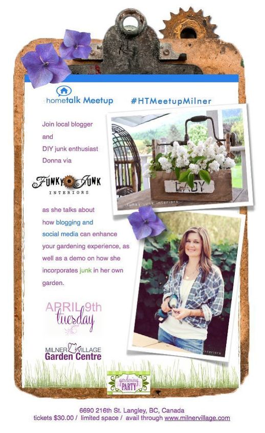 hometalk meetup in langley bc canada my garden junk goes live at milner village, container gardening, gardening, My own deets More at