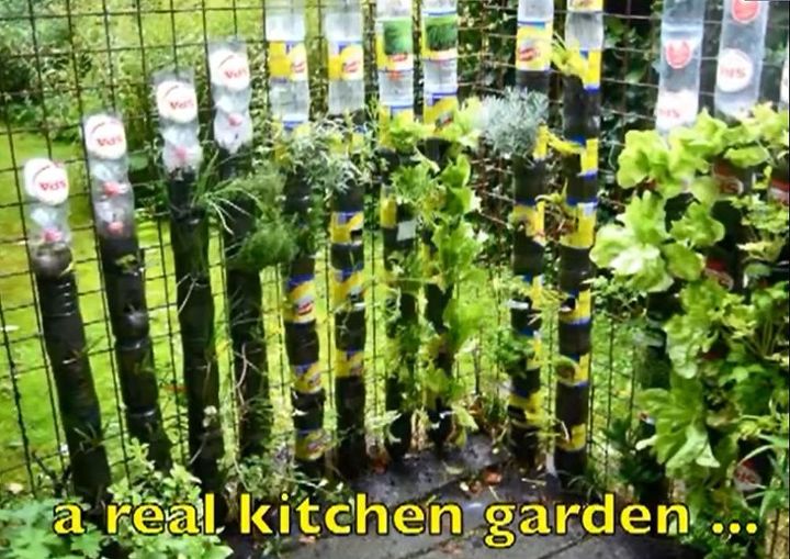 soda bottle tower for plants, gardening, repurposing upcycling