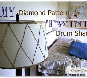 diy challenge drum shade makeover, crafts, The diamond patterned twine drum shade really updates an old upcyled lamp