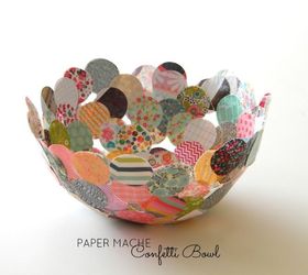 paper mache confetti bowl, crafts, decoupage, Make a paper mache confetti bowl with small scraps of paper