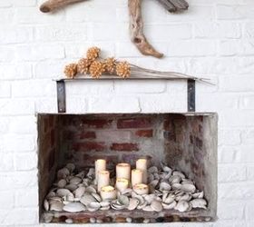 30 ways to display a seashell collection, home decor, Non functional fireplace is filled with seashells