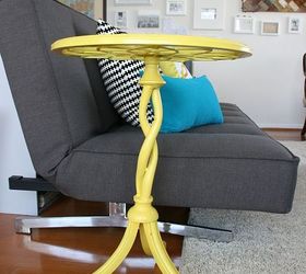 neutral living room w pop s of color, home decor, living room ideas, Spray painted end table