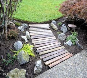 when a reclaimed lumber addict can t stop building entire collection here, gardening, home decor, outdoor furniture, outdoor living, painted furniture, pallet, woodworking projects, pallet wood walkway
